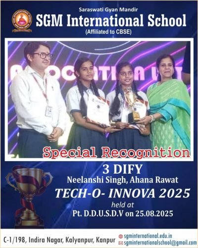 Congratulations to students of SGM for winning the 2nd runner up in SCI- COMIC and special recognition award in 3DIFY. In Tech O - Innova 2025